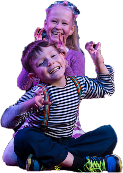 Two children laughing during a Los Angeles Drama School acting class